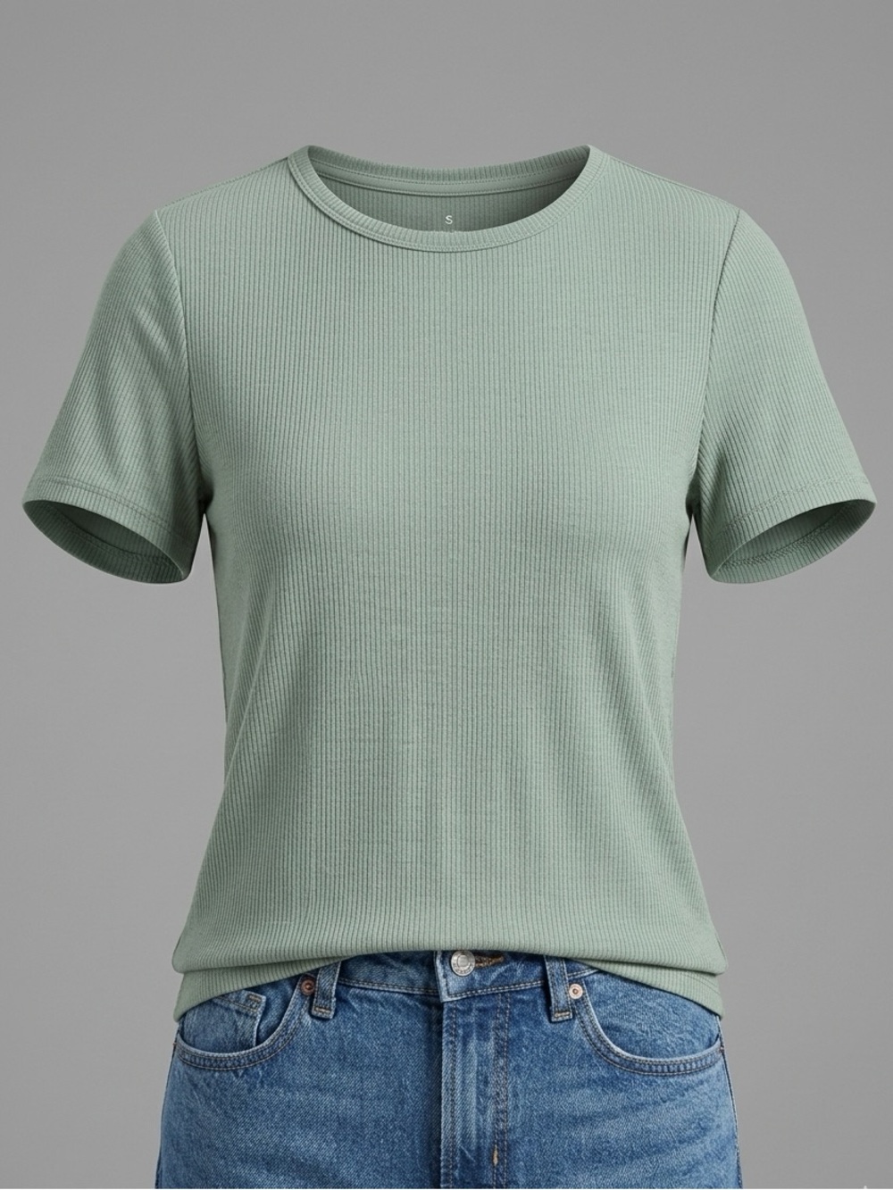 Old Navy Ribbed Sage Short Sleeve Crew Tee